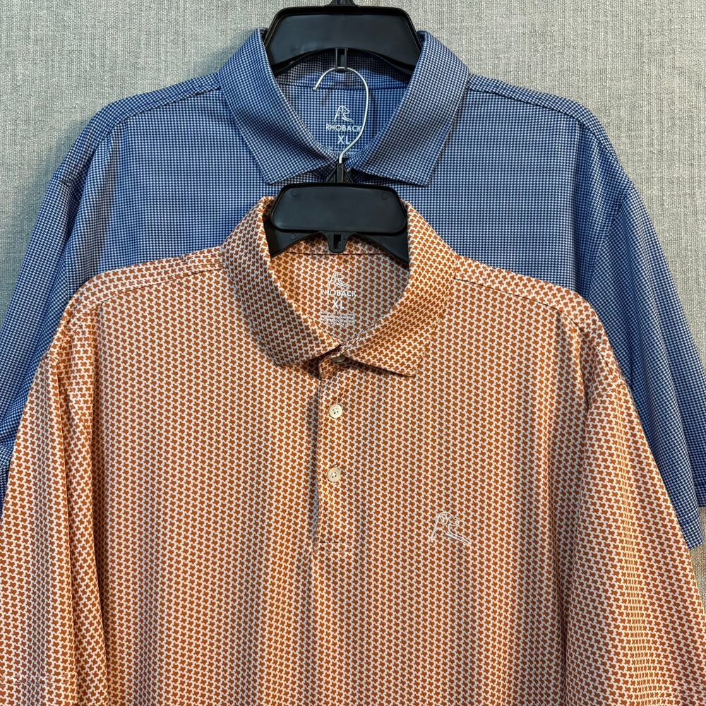 (2) Rhoback Mens XL Performance Polos Preppy Casual Golf Texas